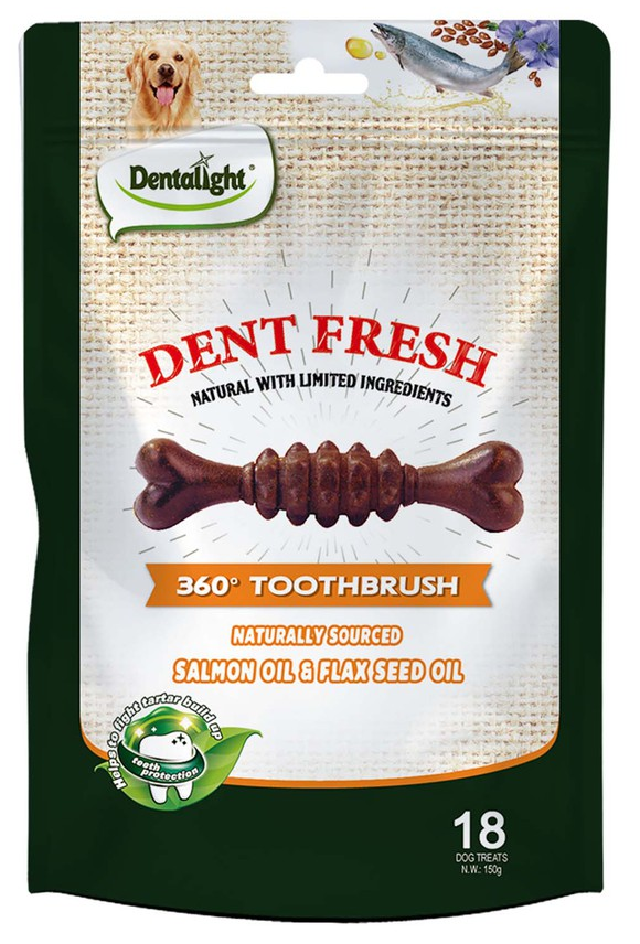 דנט פרש חטיף דנטלי מועשר בשמן סלמון לטיפוח הפרווה 150 גרם Dentalight Dent Fresh