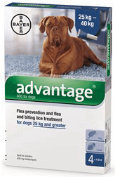אדוונטג' אמפולות הדברה לכלבים 25-40 ק"ג נגד פורעשים וקרציות Advantage for dogs