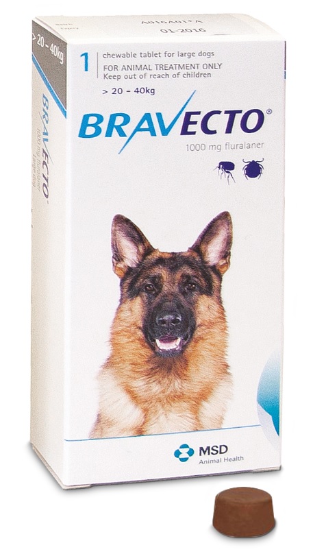 ברבקטו טבליה לכלבים 20 - 40 ק"ג Bravecto chewable