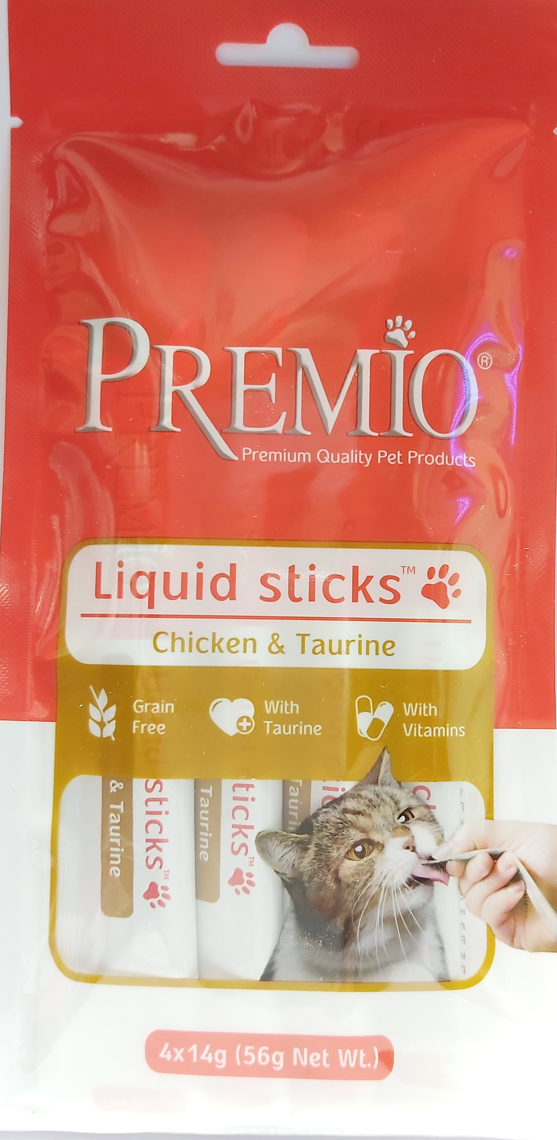 פרמיו שלוק עוף וטאורין חטיף רטוב לחתול Premio Liquid Sticks Tuna & Taurine