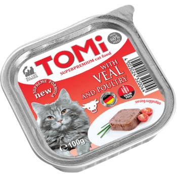 טומי מעדן עגל ועוף לחתול 100 גרם TOMi Veal