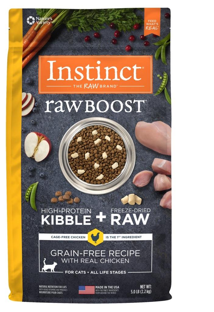 אינסטינקט רובוס מזון לחתולים עם נתחי עוף 4.5 ק"ג Nature's Variety Instinct Raw Boost Chicken