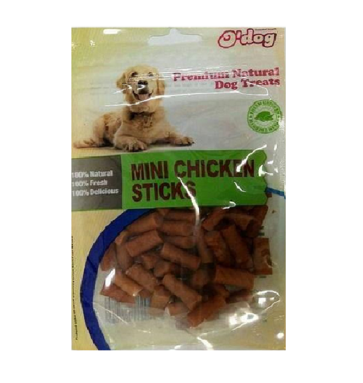 חטיף או'דוג מיני מקלוני עוף 100 גרם O'dog mini chicken sticks